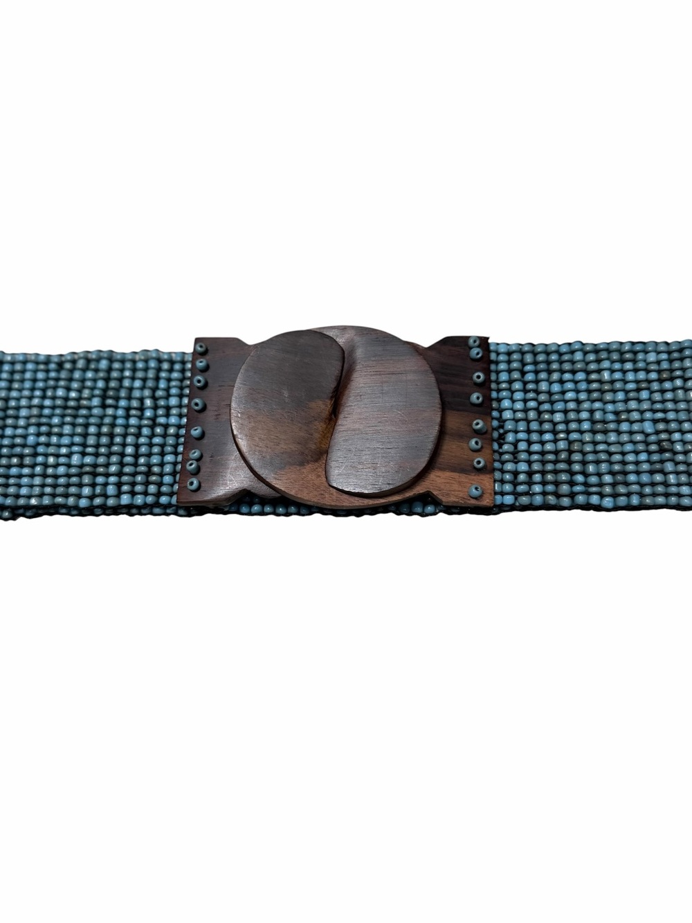 Southwest Turquoise BEADED Stretch BELT  Wooden Buckle Size Large
